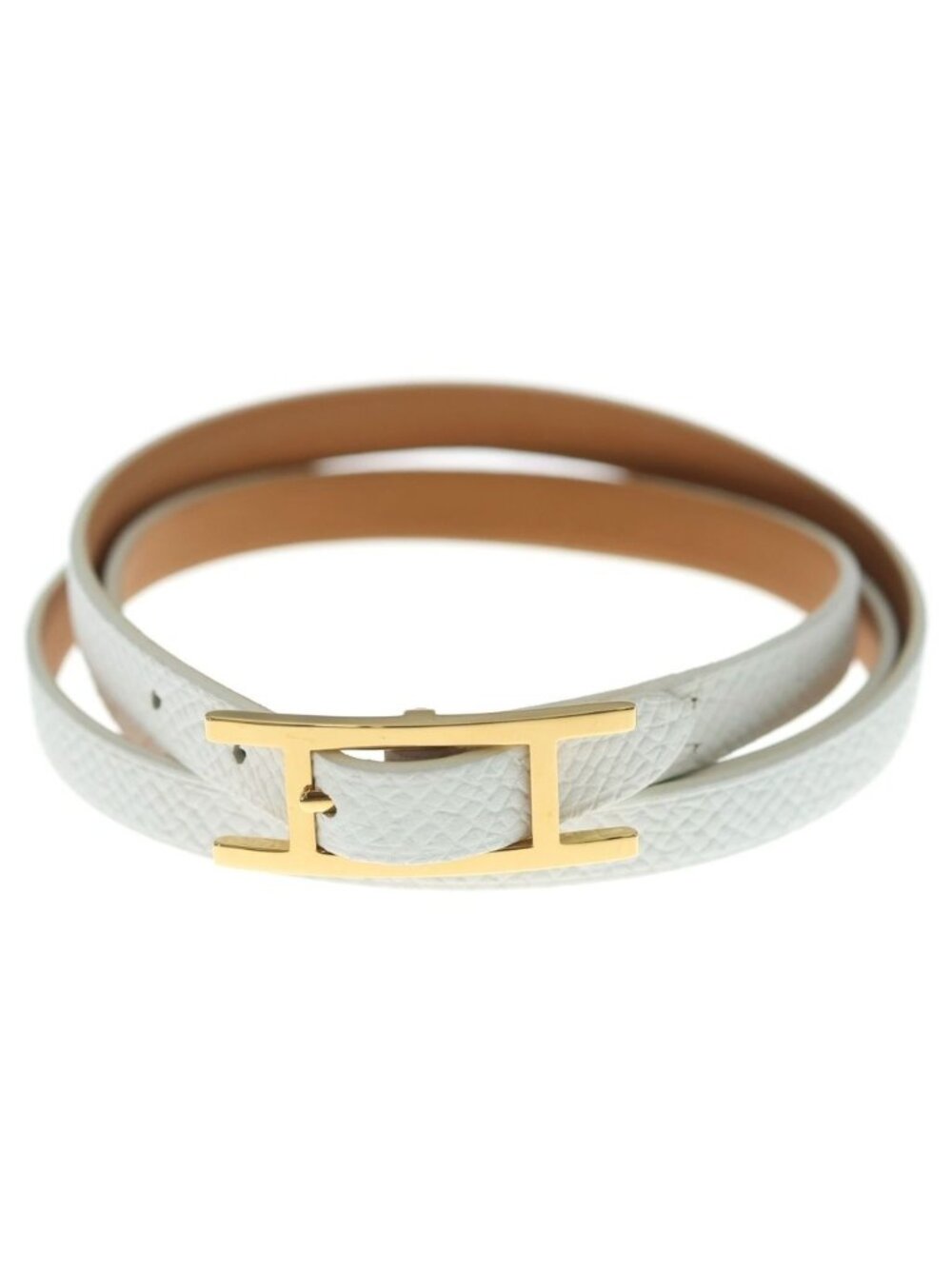 Hermes Behapi Double Tour Bracelet New White Gold